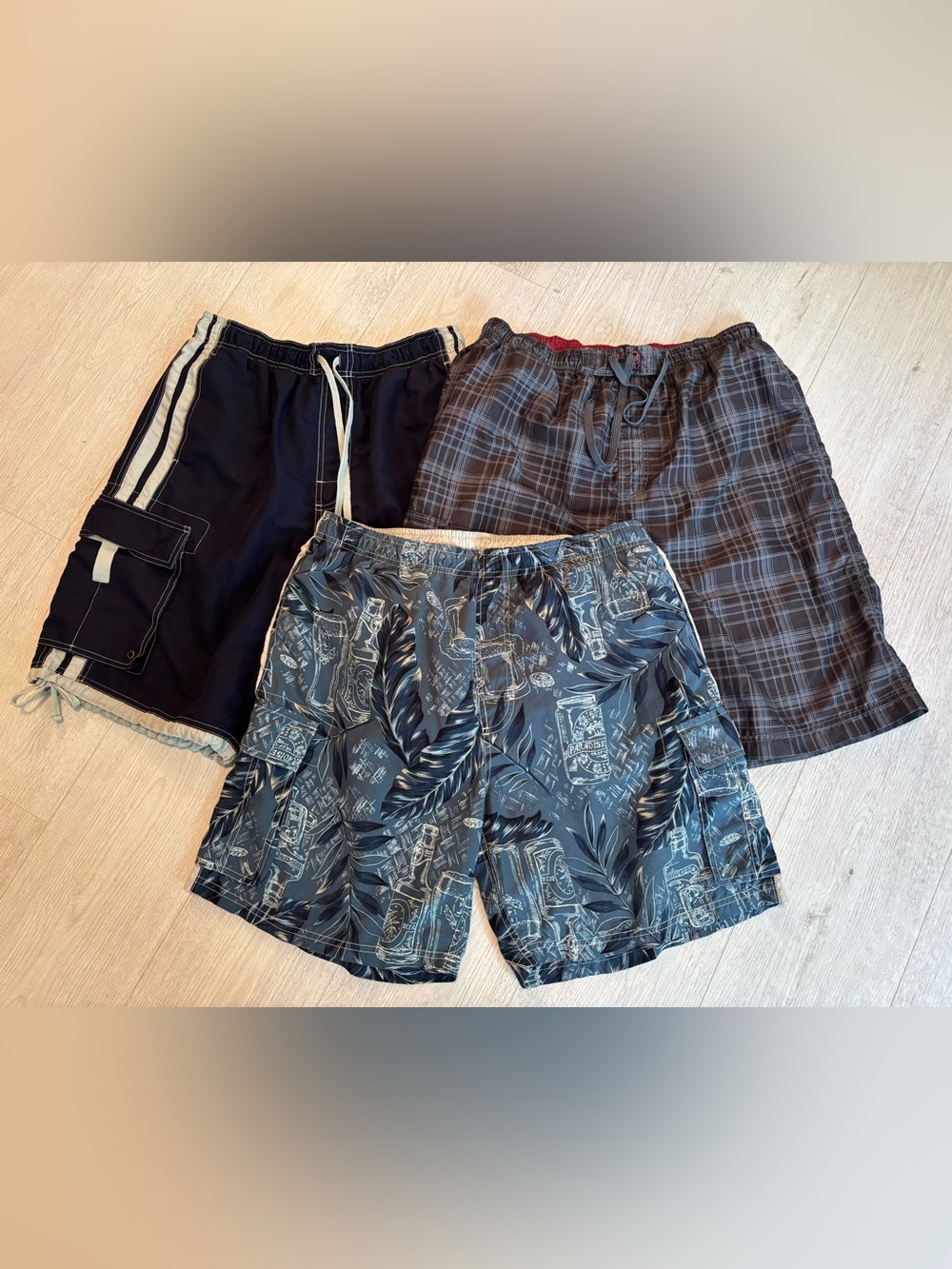 Men’s Swim Trunks-Bundle of 3 Pairs, Size Large